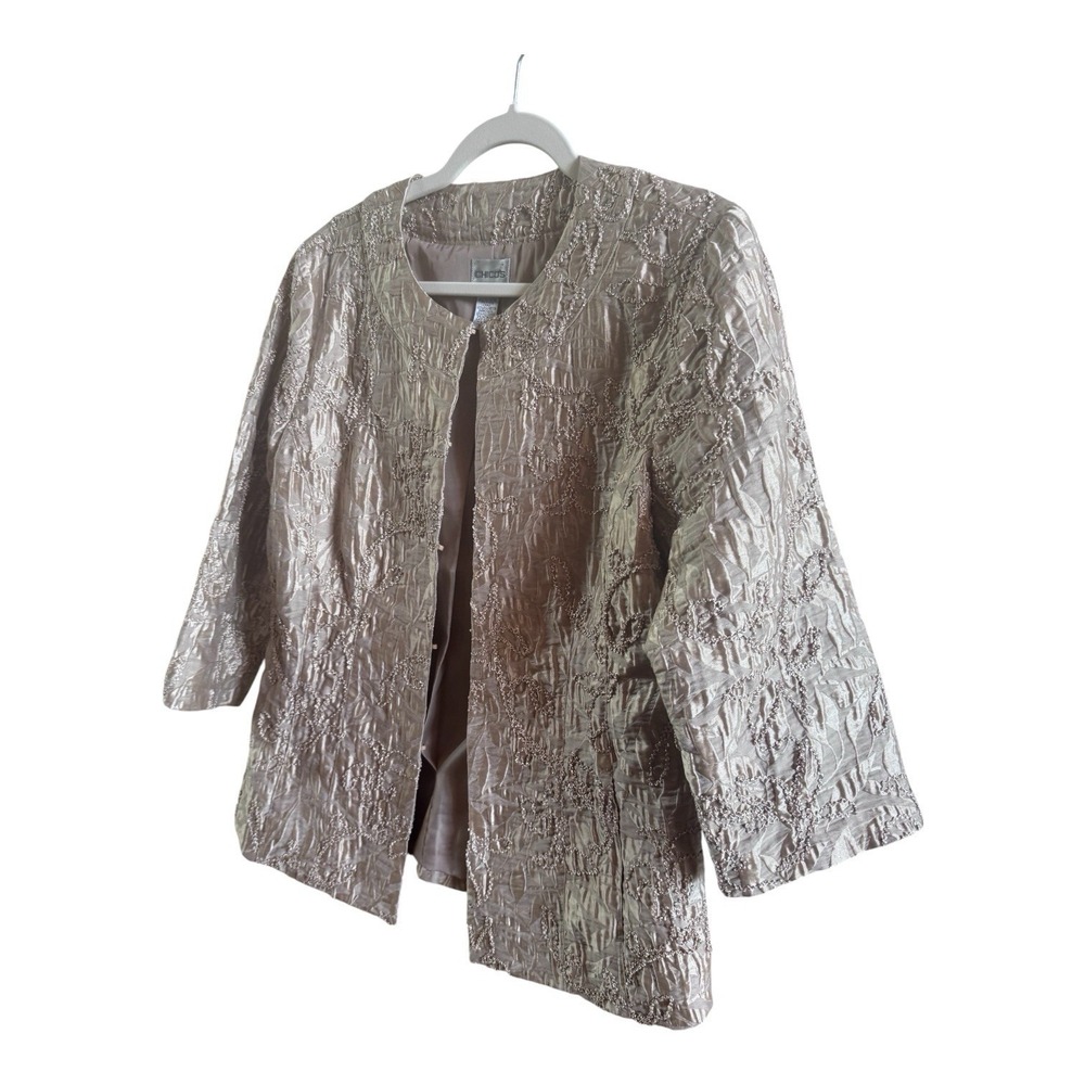 Chico's Champagne Colored Textured Woman's Open From Evening Jacket S 1/Medium